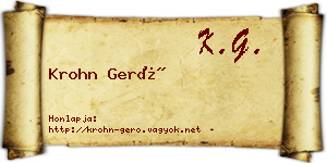 Krohn Gerő névjegykártya